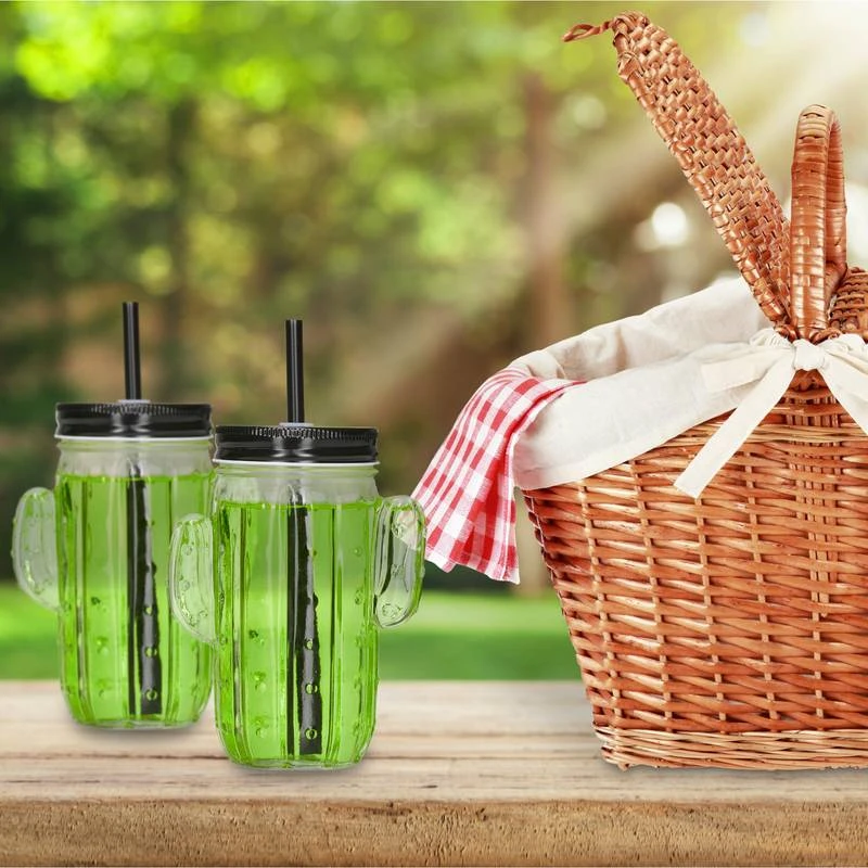 Lot De 8 Verres Cactus Avec Paille 4 Lot De 8 Verres Cactus Avec Paille – Image 2