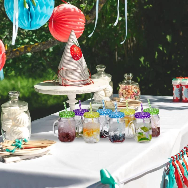 Jarre Avec Paille/couvercle En Lot De 8 5 Jarre Avec Paille/couvercle En Lot De 8 – Image 3