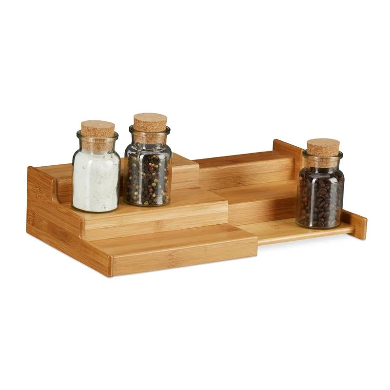 Étagère Épices Bambou 3Étages Extensible 3 Étagère Épices Bambou 3Étages Extensible