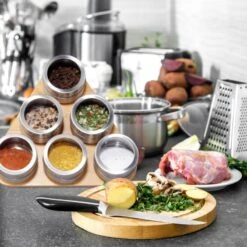 Étagère à épices Bambou 6 Pots Inox -Umbraen Boutique 52fd91934b874bf78dfd305f116ef4c7