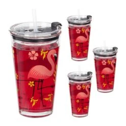 Lot De 4 Gobelets à Motif Flamant Rose