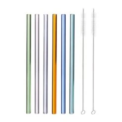 Lot De 6 Pailles En Verre Multicolores