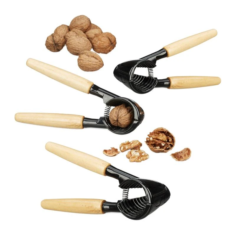 3x Casse-noisettes Avec Manche En Bois 3 3x Casse-noisettes Avec Manche En Bois
