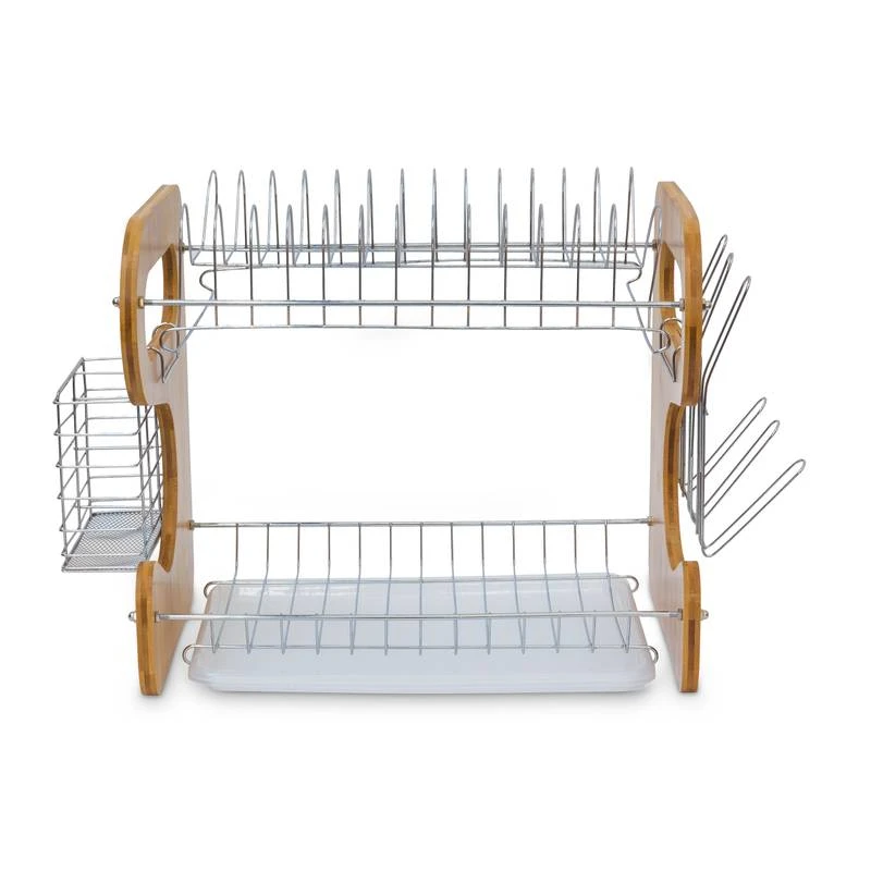 Égouttoir à Vaisselle 2 étages En Bambou 3 Égouttoir à Vaisselle 2 étages En Bambou