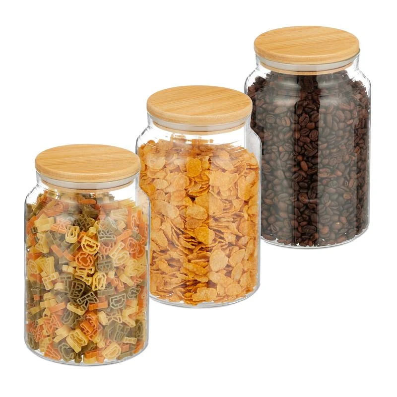 Lot De 3 Bocaux Ronds En Verre 3 Lot De 3 Bocaux Ronds En Verre