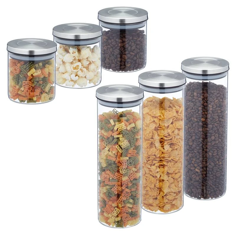 Lot De 6 Bocaux En Verre Avec Acier Inox 3 Lot De 6 Bocaux En Verre Avec Acier Inox
