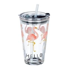 Verre Avec Paille Flamant Rose Lot De 4 -Umbraen Boutique a2a61006343d4016a8eb346d70f35c05