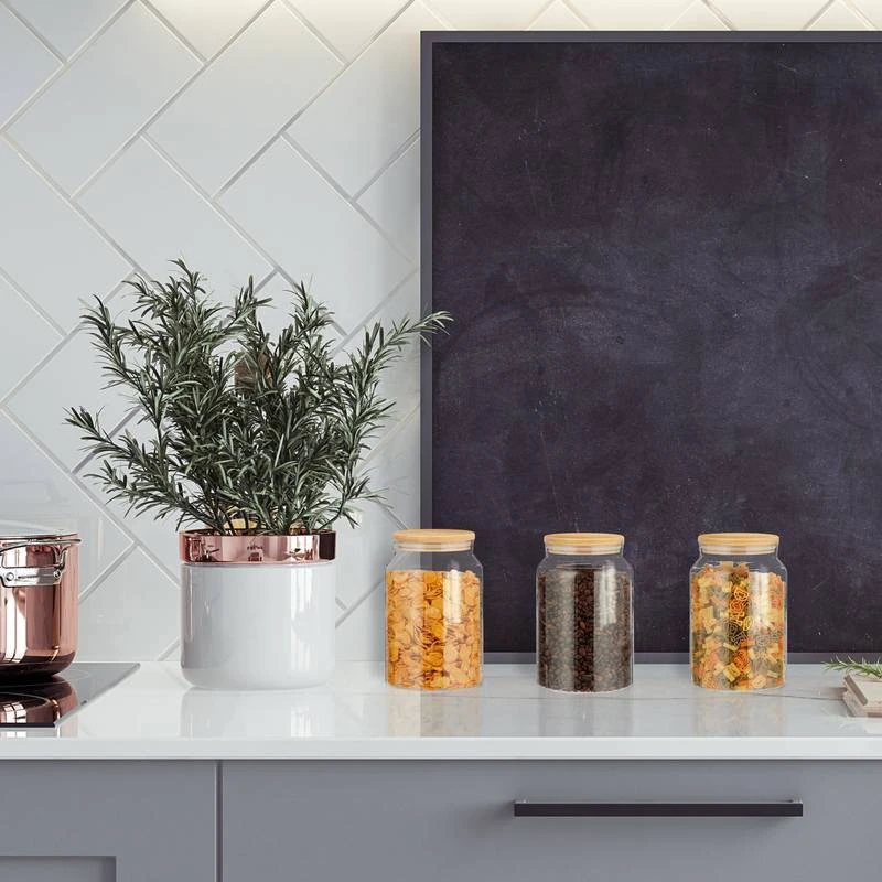 Lot De 3 Bocaux Ronds En Verre 6 Lot De 3 Bocaux Ronds En Verre – Image 4