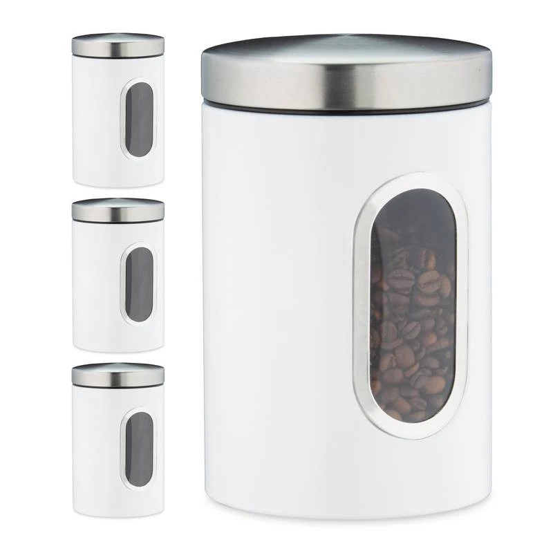 4x Bocaux En Métal Avec Fenêtre Noire 9 4x Bocaux En Métal Avec Fenêtre Noire – Image 7