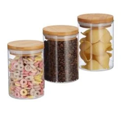 Jeu De 3 Pots De Stockage En Verre 600ml