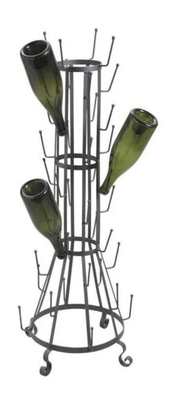 Égouttoir 40 Bouteilles En Métal Gris