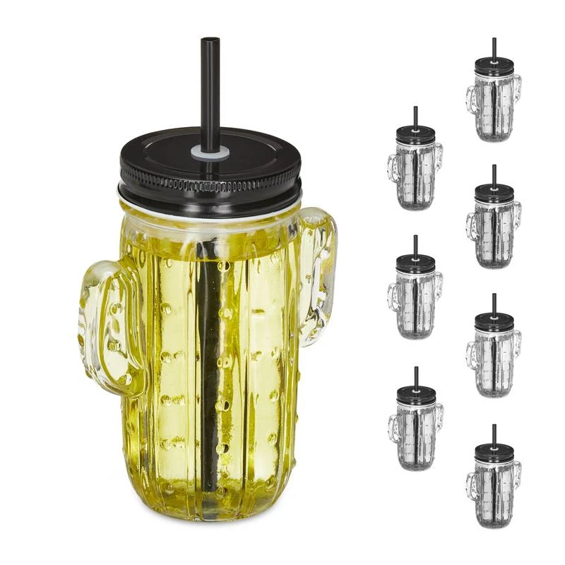 Lot De 8 Verres Cactus Avec Paille 3 Lot De 8 Verres Cactus Avec Paille