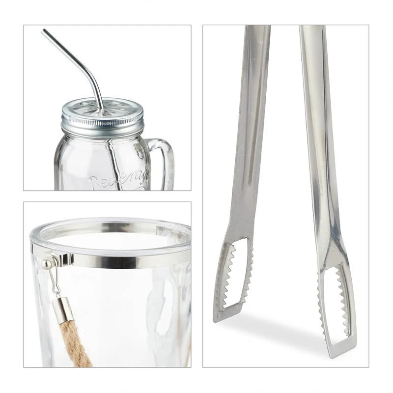 4 Jarres Avec Paille Et Couvercle 10 4 Jarres Avec Paille Et Couvercle – Image 8