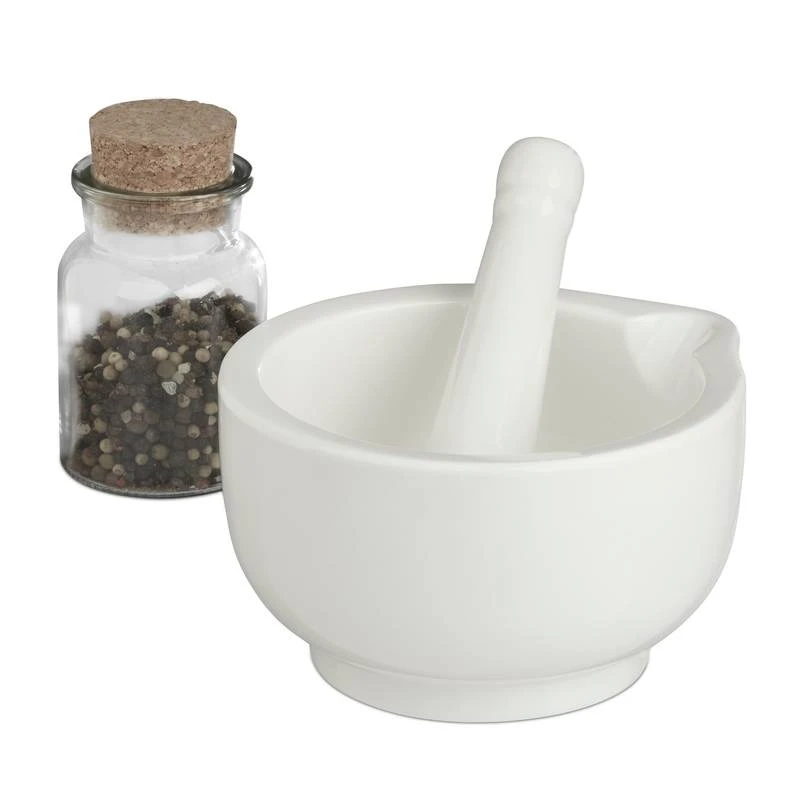 Mortier Avec Pilon En Porcelaine Blanche 3 Mortier Avec Pilon En Porcelaine Blanche