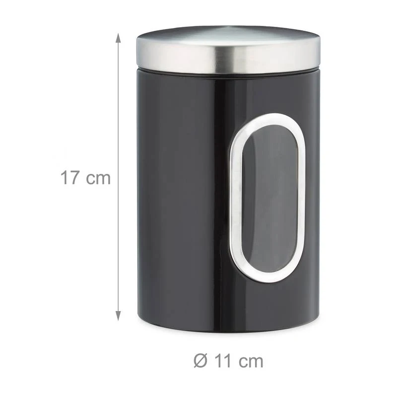 4x Bocaux En Métal Avec Fenêtre Noire 8 4x Bocaux En Métal Avec Fenêtre Noire – Image 6